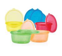 Nuby Petits pots pour en-cas, lot de 6 x 300 ml, avec couvercles multicolore