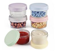 Lot de 6 pots de conservation bébé en verre avec couvercle hermétique - petit pot bébé repas, bocal en verre avec couvercle pour purée, sauce,yaourt - pot de conservation lait maternel empilable80 ml