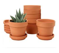 Lot De 6 Pots De Fleurs En Terre Cuite 8X7,5Cm Mini Pot En Argile Avec Trou De Drainage Et Soucoupes Pour Petites Plantes De[PP74]