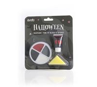 Lot de 6 pots de peinture visage et corps à base d'huile pour Halloween avec tube de faux sang et éponge applicatrice - Parfait pour les événements déguisés d'Halloween