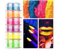 Lot de 6 poudres à ongles colorées - Paillettes décoratives pour le visage, le corps, les fêtes, Halloween, Noël, l'artisanat - Poudre de bonbons brillante pour décoration des ongles