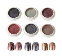 Lot de 6 poudres chromées pour ongles, 6 couleurs, 3,8 cm, à paillettes, pigment holographique, pour petite amie, épouse, ami, sœur, fille | Magic Mirror Black Nãil Glitter