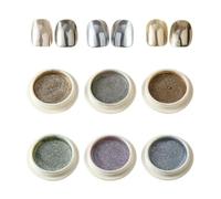 Lot de 6 poudres chromées pour ongles, 6 couleurs, 3,8 cm, à paillettes, pigment holographique, pour petite amie, épouse, ami, sœur, fille | Magic Mirror Black Nãil Glitter