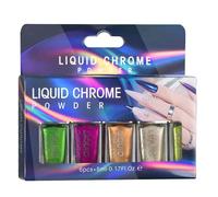 Lot de 6 poudres scintillantes pour ongles holographiques Finition miroir pour fêtes et usage quotidien