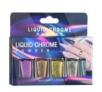 Lot de 6 poudres scintillantes pour ongles holographiques Finition miroir pour fêtes et usage quotidien