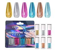 Lot de 6 poudres scintillantes pour ongles holographiques Finition miroir pour fêtes et usage quotidien
