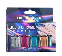 Lot de 6 poudres scintillantes pour ongles holographiques Finition miroir pour fêtes et usage quotidien