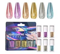 Lot de 6 poudres scintillantes pour ongles holographiques Finition miroir pour fêtes et usage quotidien