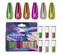 Lot de 6 poudres scintillantes pour ongles holographiques Finition miroir pour fêtes et usage quotidien