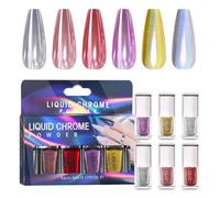 Lot de 6 poudres scintillantes pour ongles holographiques Finition miroir pour fêtes et usage quotidien