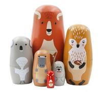 Lot de 6 poupées gigognes en Bois avec Animaux, Dessin animé Mignon Australie Kangourou Koala poupées Russes Faites à la Main pour Enfants, Cadeau de Noël, décoration de fête d'anniversaire