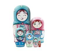 Lot de 6 poupées Russes gigognes Multicolores, Fille rousse avec Foulard, Motif Cupcake, en Bois, à empiler, pour Enfants, décoration de Noël Anniversaire Maison Cadeau