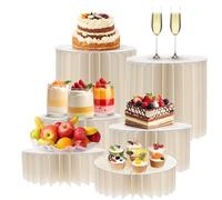 Lot de 6 Presentoir Aperitif Buffet Pliable, 5cm, 10cm, 20cm Rehausseurs de Buffet, Présentoirs à Gâteaux Pliables en Acrylique et Carton, pour Gâteaux, Desserts, Pâtisseries, Bijoux, Mariages