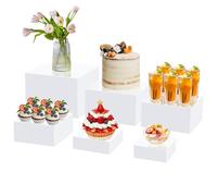 Lot de 6 présentoirs à dessert en acrylique blanc avec fond creux - 6 tailles différentes - Pour décoration de fête - Blanc (12,7 x 15,2 x 17,8 x 20,3 x 22,9 x 22,9 cm