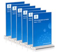 Lot de 6 présentoirs de table en acrylique A5, étagère d'affichage en plastique transparent, support en T, présentoir publicitaire, affiche en acrylique, étagère de menu, étiquettes de prix