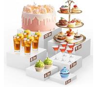 Lot de 6 Présentoirs en Acrylique Blanc pour Buffet - Présentoir à Gâteau et Présentoir Apéritif - Différentes Tailles - Support pour Desserts, Figurines et Collections