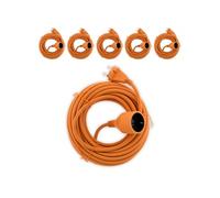 Zenitech - Lot de 6 prolongateurs 16A HO5VV-F 2x 1,5mm² 2P sans terre - Orange 20m
