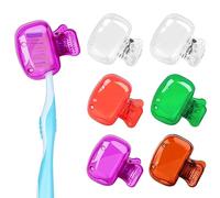 Lot de 6 protecteurs de brosse à dents, étui à brosse à dents portable en plastique avec clip, adapté pour la maison et les voyages, Marron, rouge, vert, violet, 2 transparents, Classique