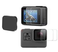 Lot de 6 protection d'écran en verre + bouchon d'objectif compatible avec Hero 7 (noir uniquement) / Hero 6 / Hero 5 Action Camera