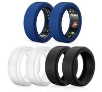 Lot de 6 protections en silicone anti-chute compatibles avec Oura Gen 4/3, Samsung Galaxy Ring, RingConn2&1 - Coque de protection en silicone (noir x 2 + transparent x 2 + bleu x 2, S pour 5-10)