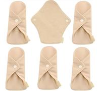 Lot de 6 protège-slips réutilisables en coton bio - Coussinets lavables et respirants pour un usage quotidien, flux léger, post-partum ou fuites urinaires de 18 cm