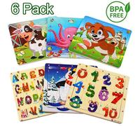 Lot De 6 Puzzles D'animaux En Bois Pour Les Enfants De 2 À 5 Ans