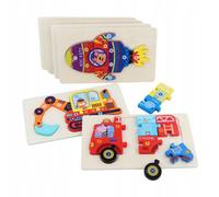 Lot De 6 Puzzles De Véhicules En Bois Pour L'éducation Précoce, Jouets De Voyage Pour Garçons Et Filles