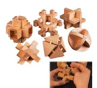Lot de 6 puzzles en bois pour adultes et enfants - Jouet intelligent 3D Lu Ban Lock - Jeu de logique traditionnel Kong Ming pour soulager le stress, coordination œil-main et stimulation mentale