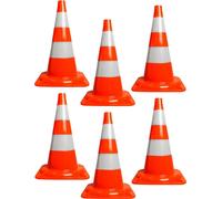 lot de 6 pylônes 50cm, cônes d'avertissement, 6 cônes de circulation pour délimiter les aires de stationnement, cônes d'avertissement, cônes, cônes de marquage, [orange-blanc] - Pylônes réfléchissants
