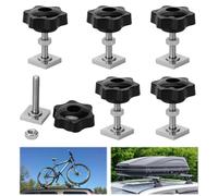 Lot de 6 rainures M6 pour barres de toit - Adaptateur à rainure en T - 20 x 20 mm (M6 x 35 mm) - Avec écrou en étoile M6 et rondelles pour coffre de toit - Compatible avec Thule
