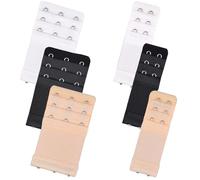 Lot de 6 rallonges de soutien-gorge pour femme - 2 rangées de 3 crochets/3 rangées de 3 crochets - Noir, blanc, nude