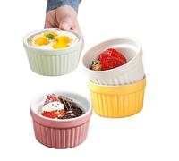 Lot de 6 ramequins en céramique allant au four, 240 ml, ramequins for crème brûlée, coupes for pudding, soufflé, ramiken, sauce à tremper(Middle white)