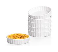 Lot de 6 ramequins ronds cannelés 140 g pour crème brûlée, , plats à gratin pour pâtisserie, soufflé, plats à gratin