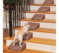 Lot de 6 rampes d'escalier en mousse densité 40D pour chiens et chats de petite taille avec fond antidérapant et coussinets auto-adhésifs à fixer (marron rougeâtre)