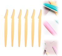 Lot de 6 rasoirs à sourcils multifonctions en acier inoxydable pour homme et femme, mini outil de dermaplaning portable et réutilisable pour le visage (jaune)