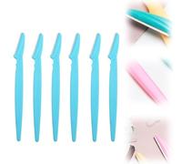 Lot de 6 rasoirs à sourcils, rasoirs multifonctions en acier inoxydable pour femmes et hommes, mini outil de dermaplaning portable et réutilisable pour le visage (bleu)