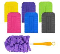 Lot de 6 recharges d'attrape-poussière pour Swiffer avec 1 poignée, pour attrape-poussière Swiffer XXL, housse de rechange compatible avec Swiffer, plumeau lavable pour Swiffer Duster, pour la