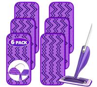 Lot de 6 recharges réutilisables compatibles avec les serpillères à jet humide Swiffer, recharges de tampons humides WetJet pour balai Swiffer, têtes de rechange en microfibre pour nettoyage du sol