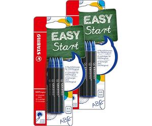 Lot de 6 recharges Stabilo Easy Original T10, medium, bleu (effaçable)