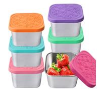 Lot De 6 Recipient Sauce Salade: 180ml Récipient à Sauce En Acier Inoxydable, Avec Couvercle En Silicone, Réutilisables, Petite Boite Alimentaire Inox Hermétiques Pour Sauces, Collations, Salade