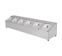 Lot de 6 récipients à ingrédients en acier inoxydable pour assaisonnement gastronorm pour restaurants, boutiques de fruits, etc