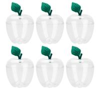 Lot de 6 récipients en plastique transparent en forme de feuille verte pour petits cadeaux et articles de 500 ml