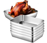 Lot de 6 Rectangulaire Plaque à Pâtisserie, Plaque de cuisson en acier inoxydable, Plaques de Cuisson Rectangulaires en Acier Inoxydable Grande Plaque de Four pour cuisson rôti passe au lave-vaisselle
