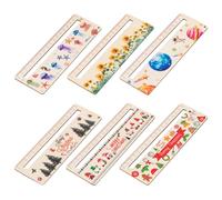 Lot de 6 règles de lecture en bois - Créature marine de Noël - Apprentissage en salle de classe - Pour enfants, étudiants, lecture, dessin, fournitures scolaires