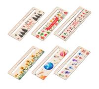 Lot de 6 Règles en Bois 17cm - Pour Écoliers et Bureau - Lecture Facile avec Styles Variés - Accessoire Scolaire & Fournitures de Bureau