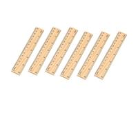 Lot de 6 règles en bois - Petite règle de mesure - Outil de mesure droit - Règle d'enseignant - Double face - Avec échelle - Pour bureau, maison, école, salle de classe