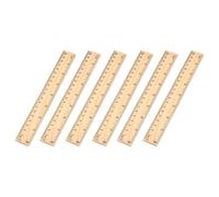 Lot de 6 règles en bois - Petite règle de mesure - Outil de mesure droit - Règle d'enseignant - Double face - Avec échelle - Pour bureau, maison, école, salle de classe