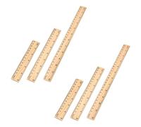Lot de 6 règles en bois - Petite règle de mesure - Outil de mesure droit - Règle d'enseignant - Double face - Avec échelle - Pour bureau, maison, école, salle de classe