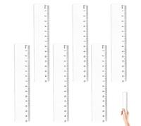 Lot de 6 règles en plastique transparent de 15 cm - Petite règle pour école primaire de précision pour enfants - Non flexible - Courte et transparente - Kit de règles en plastique pour élèves