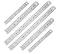 Lot de 6 règles métriques en métal de 15/20/30 cm en acier inoxydable pour dessin, maison, bureau, ingénierie, école, étudiant, enseignant, papier, œuvre d'art, tissu, festival, cadeaux - Argent